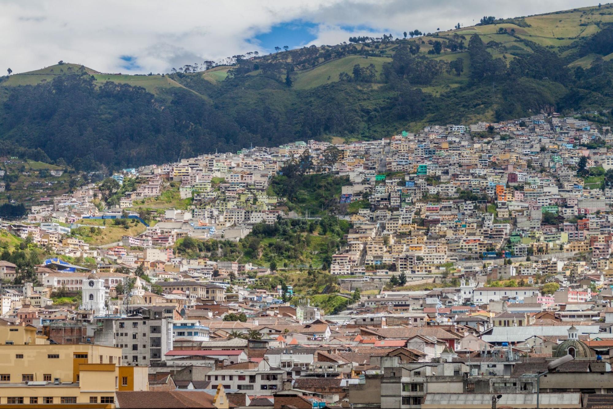 Houses on hills in Quito, Ecuador 